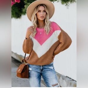 Harper Heritage‎ Chevron Color Block Oversized Sweater S